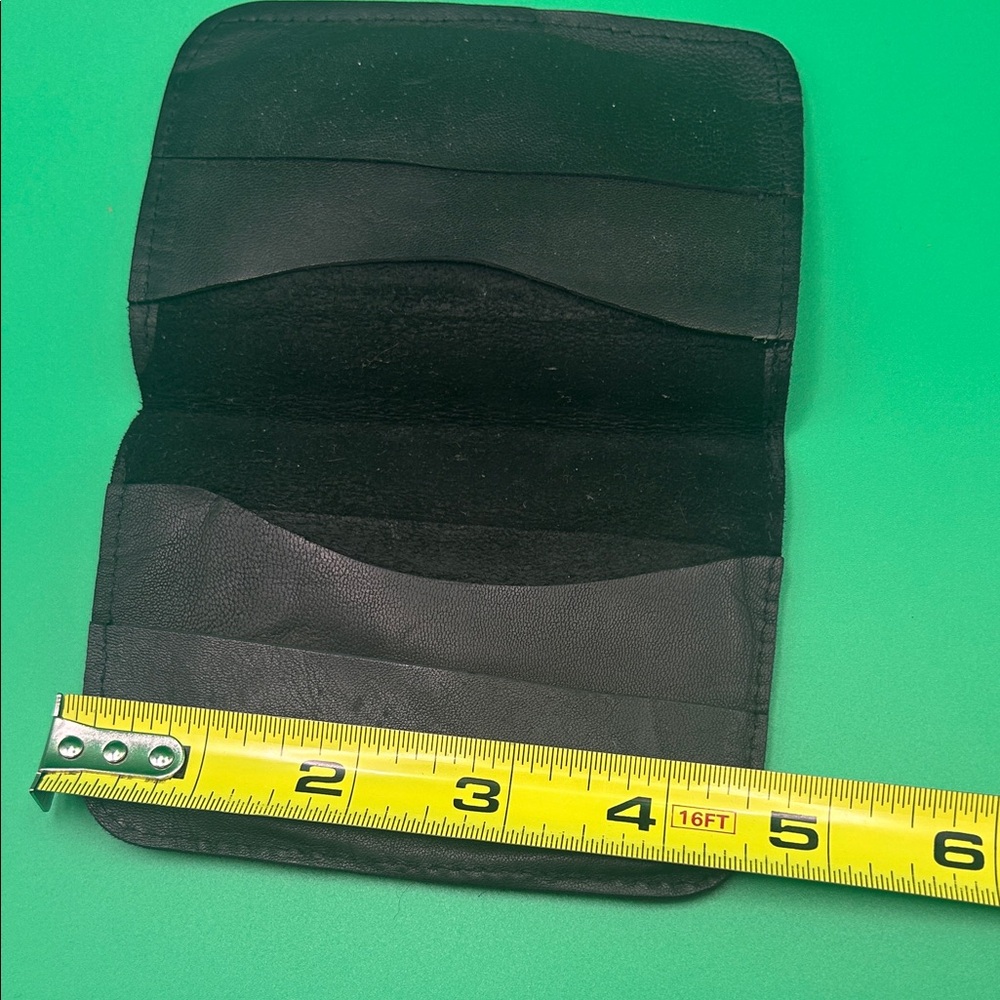 Black Custom Made Leather Card Wallets Set/3 - Picture 12 of 13